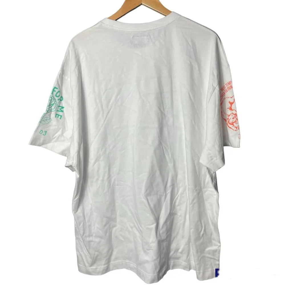 NWT Hustle Gang Men's White Relaxed Fit Graphic Print Born For This T-Shirt 3XL - Picture 2 of 12